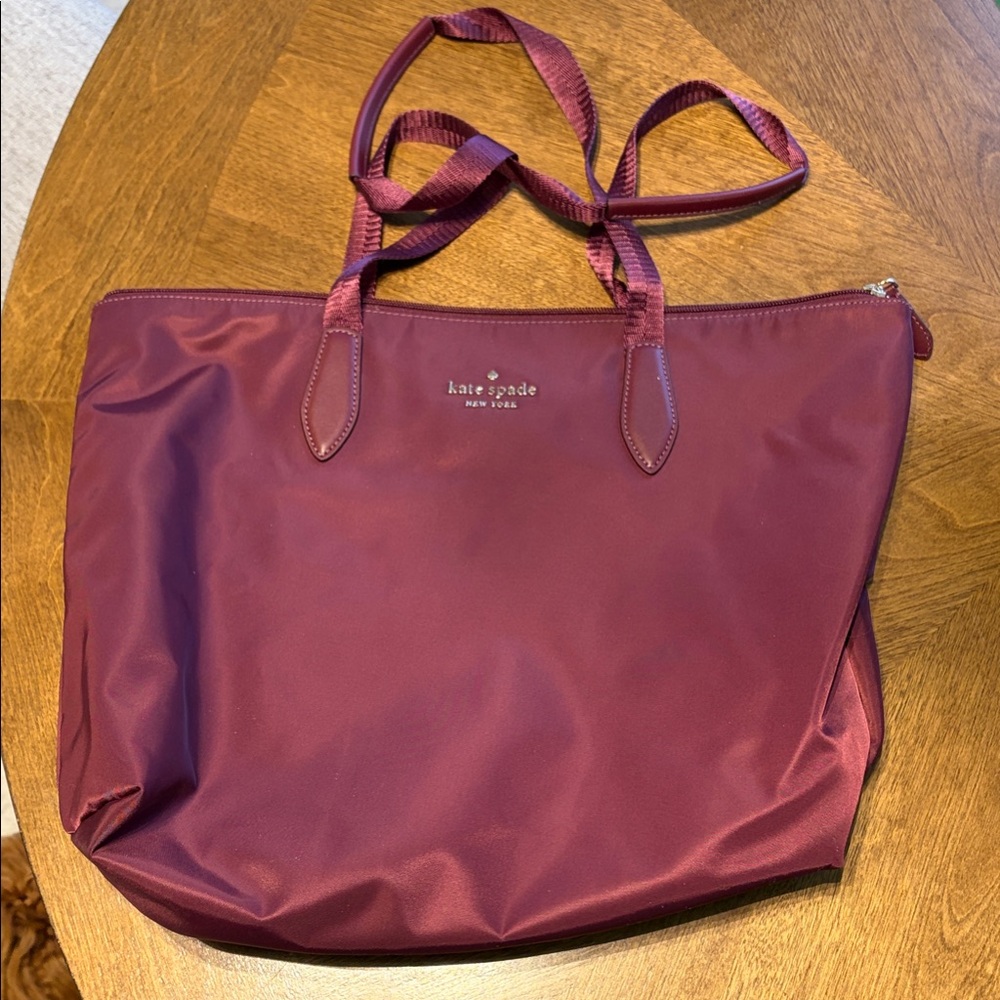 kate spade Burgundy Nylon Shopping bag with Top Zip